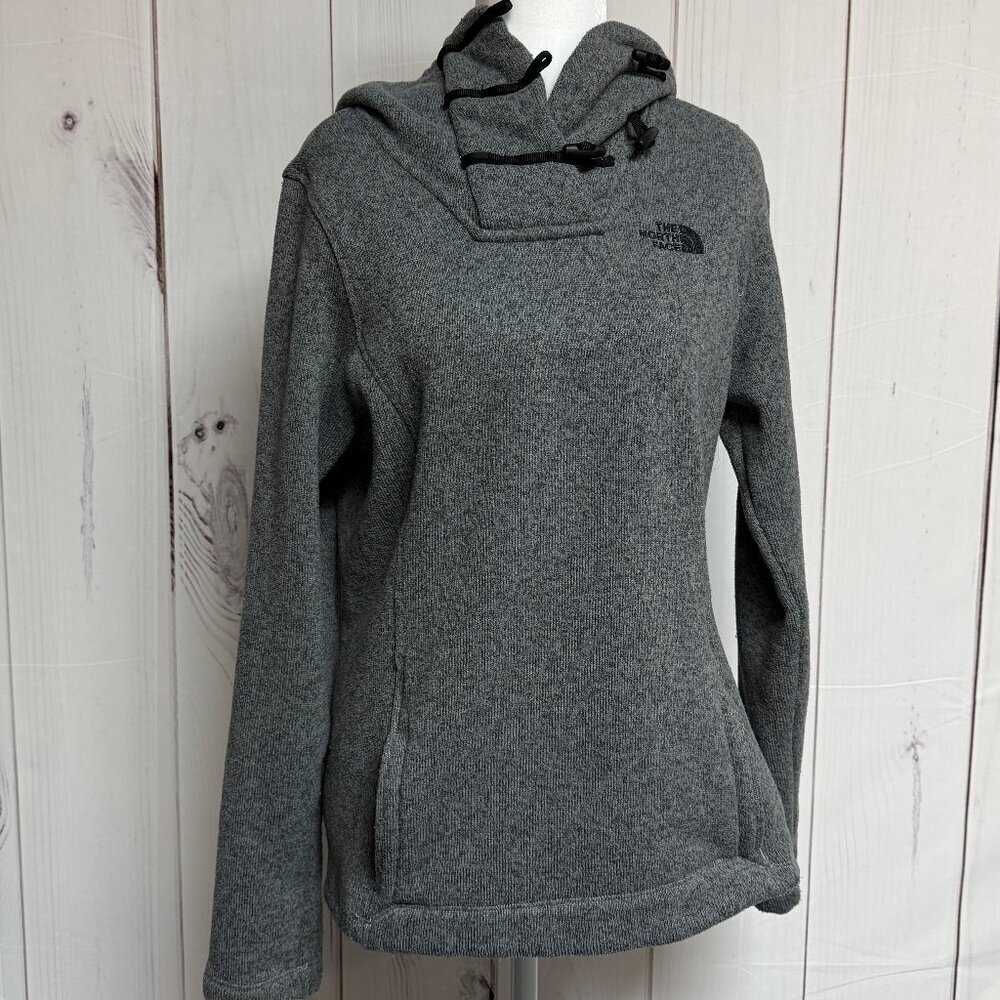 The North Face Women's Crescent Hooded Pullover Small Gray Sweater Fleece‎ EUC
